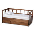 Baxton Studio Kendra Walnut Brown Finished Expandable Twin Size to King Size Daybed 168-10735